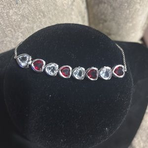 - MWT Sterling Silver 925  Ruby Red heart stones Adjustable Bracelet MSRP …